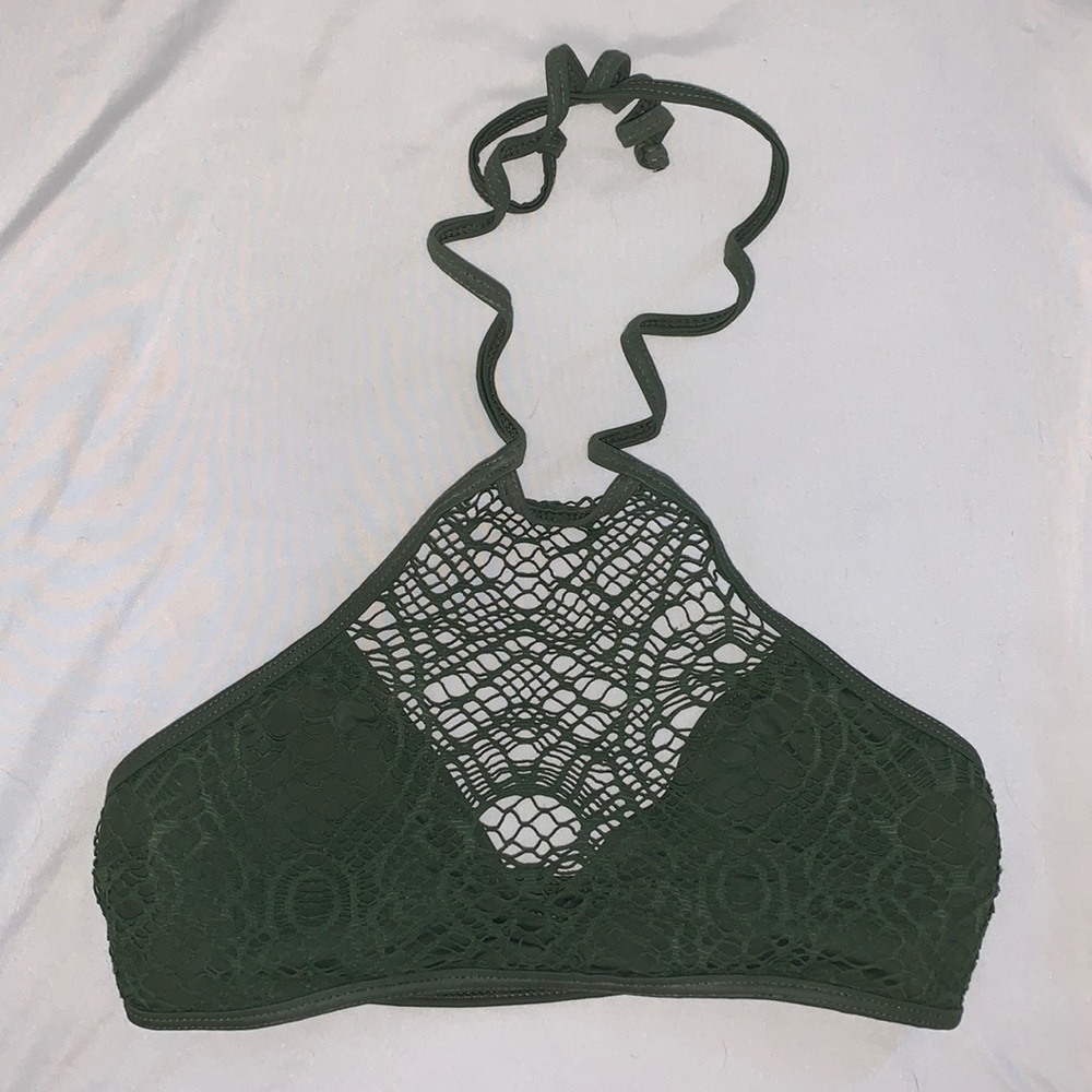 Reef high neck crochet swim top